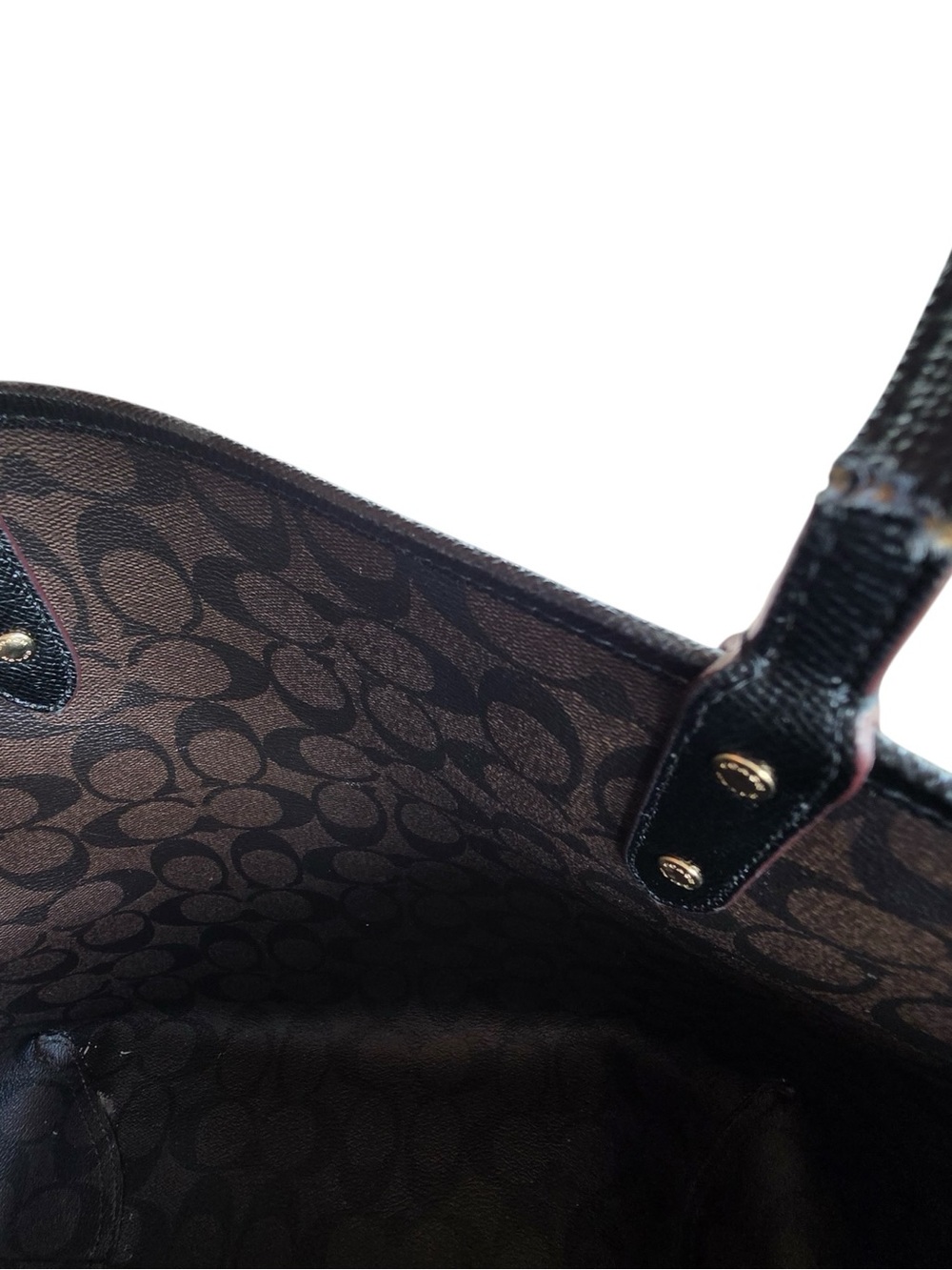 Coach Black Saffiano Tote with Gold Logo - Picture 12 of 15